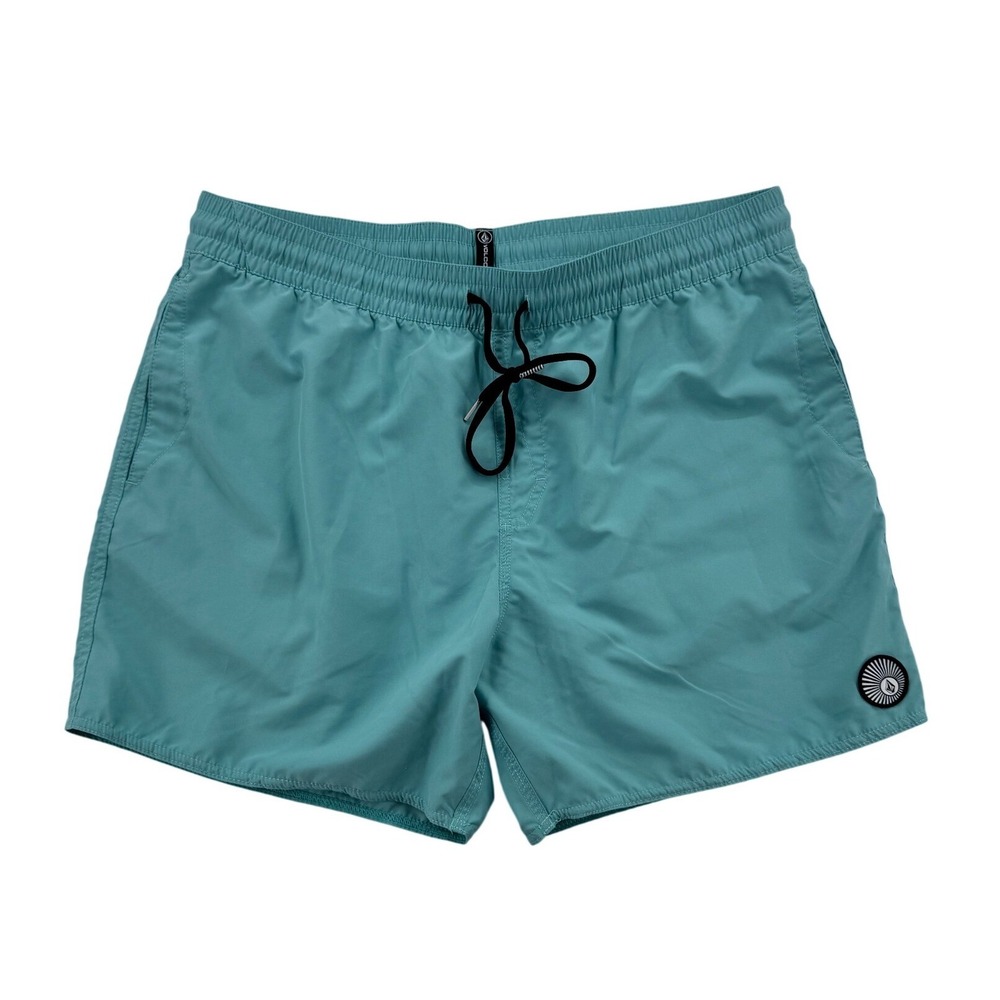 Volcom Swim Trunks Mens XXL Teal Blue Excellent Elastic Waist Board Shorts